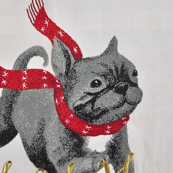 Willamstown 18" Gray Frenchie Bulldog Gold/Red Checker Plaid Pillow Sham Cover - Picture 4 of 10